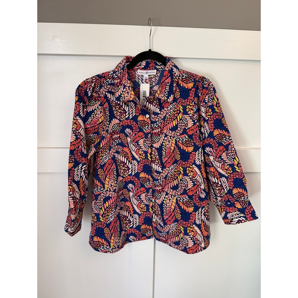 Michelle McDowelll paisley button front blouse size small NEW